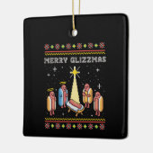 Merry Glizzmas hässliche Weihnachten Hot Dog Xmas Keramikornament (Links)