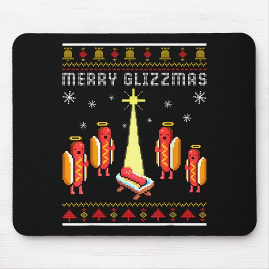 Merry Glizzmas Hot Dog Funny Ugly Christmas Sweate Mousepad (Vorne)