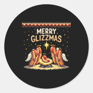 Merry Glizzmas Hot Hunde Humor Funny Food Liebhabe Runder Aufkleber