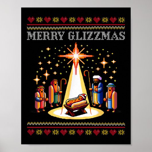 Merry Glizzmas Tacky Funny Frohe Weihnachts Hot Do Poster (Vorne)