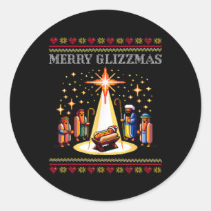 Merry Glizzmas Tacky Funny Frohe Weihnachts Hot Do Runder Aufkleber