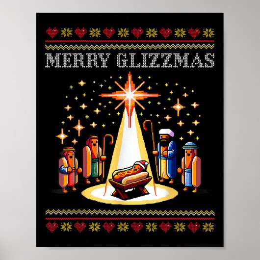 Merry Glizzmas Tacky Funny Merry Christmas Hot Dog Poster (Vorne)