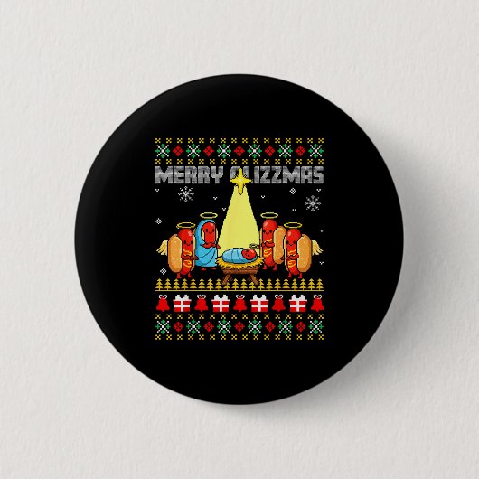 Merry Glizzmas Ugly Christmas Sweaters Hot Dogs Xm Button (Vorderseite)