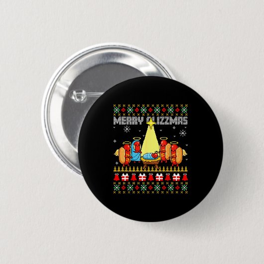 Merry Glizzmas Ugly Christmas Sweaters Hot Dogs Xm Button (Vorne & Hinten)