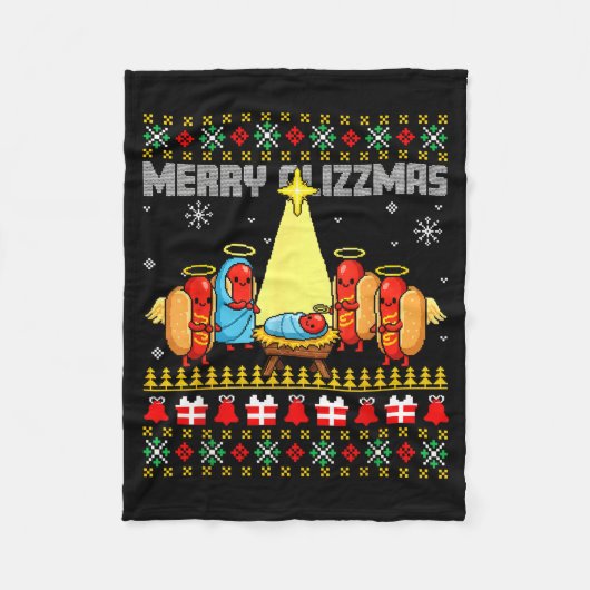 Merry Glizzmas Ugly Christmas Sweaters Hot Dogs Xm Fleecedecke (Vorderseite)
