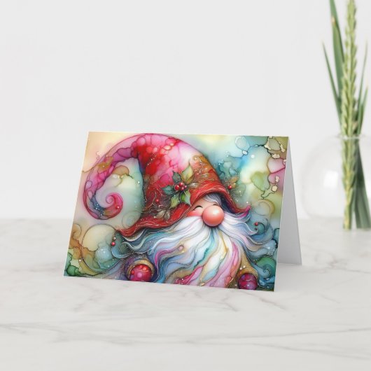 Merry Gnome Christmas Feiertagskarte (Vorderseite)