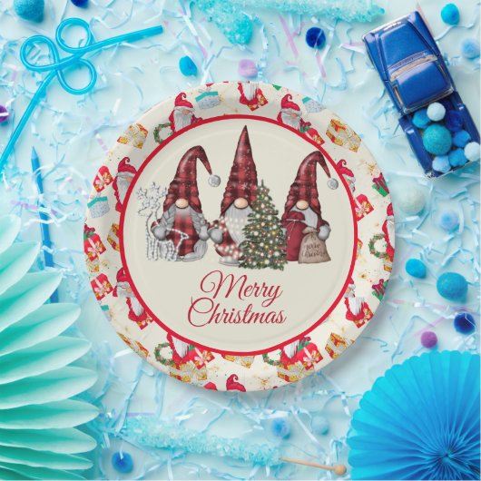 Merry Gnome Christmas Pappteller (Party)
