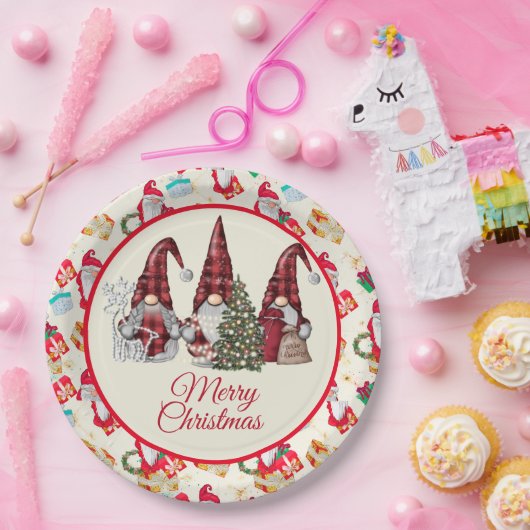 Merry Gnome Christmas Pappteller (Party)