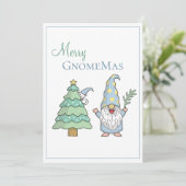 Merry GnomeMas Christmas Tree Gnome Holiday Card (Stehend Vorderseite)