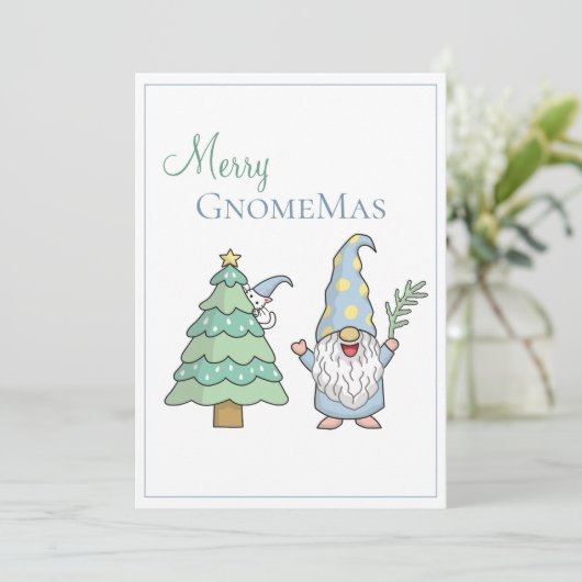 Merry GnomeMas Christmas Tree Gnome Holiday Card (Stehend Vorderseite)