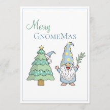 Merry GnomeMas Christmas Tree Gnome Holiday Card