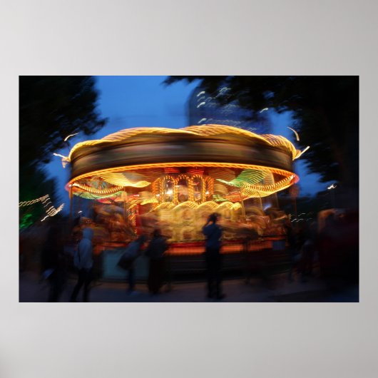 Merry-Go-Round am Abend in London Poster (Vorne)