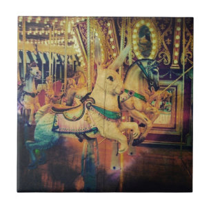 Merry Go Round Animals Grunge Fliese