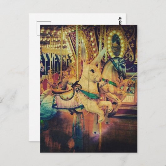 Merry Go Round Animals Grunge Postkarte (Vorne/Hinten)