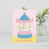 Merry Go Round Carousel Girls Geburtstagsparty Einladung (Stehend Vorderseite)