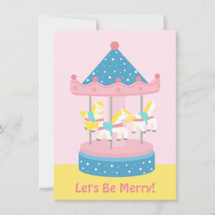 Merry Go Round Carousel Girls Geburtstagsparty Einladung