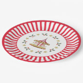 Merry-go-round Christmas Plate Red and White Pappteller (Schrägansicht)