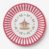Merry-go-round Christmas Plate Red and White Pappteller (Vorderseite)