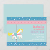 Merry Go Round, Girl Carousel Geburtstagsparty Einladung (Vorne/Hinten)