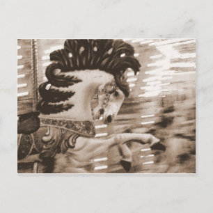 Merry Go Round Horse Sepia Postkarte
