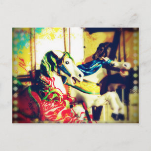 Merry-Go-Round Horses Sommer Rückblende Digitale K Feiertagspostkarte