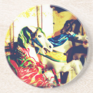 Merry-Go-Round Horses Sommer Rückblende Digitale K Untersetzer