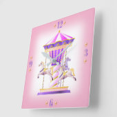 Merry Go Round Kids Quadratische Wanduhr (Winkel)