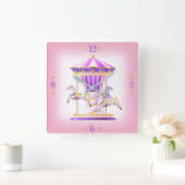 Merry Go Round Kids Quadratische Wanduhr (Zuhause)
