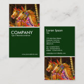 Merry-go-round Pferde - Dunkelgrün Visitenkarte (Vorne/Hinten)