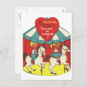 Merry Go Round Valentine Feiertagspostkarte (Vorne/Hinten)