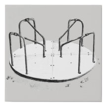 Merry Go Runde Original Stift Zeichnend Druck