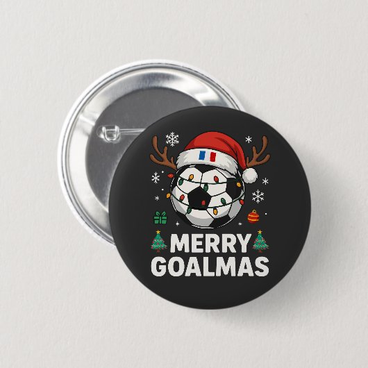Merry Goalmas France - Funny Soccer Christmas Button (Vorne & Hinten)