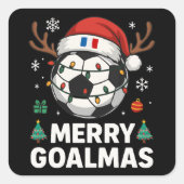 Merry Goalmas France - Funny Soccer Christmas Quadratischer Aufkleber (Vorderseite)