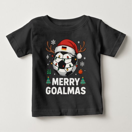 Merry Goalmas - Funny Soccer Christmas Baby T-shirt (Vorderseite)