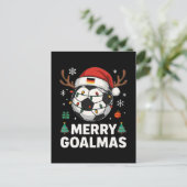 Merry Goalmas - Funny Soccer Christmas Postkarte (Stehend Vorderseite)