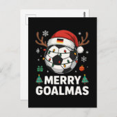 Merry Goalmas - Funny Soccer Christmas Postkarte (Vorne/Hinten)