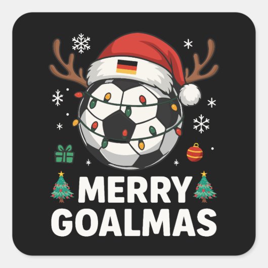 Merry Goalmas - Funny Soccer Christmas Quadratischer Aufkleber (Vorderseite)