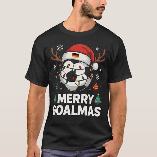 Merry Goalmas - Funny Soccer Christmas T-Shirt (Vorderseite)