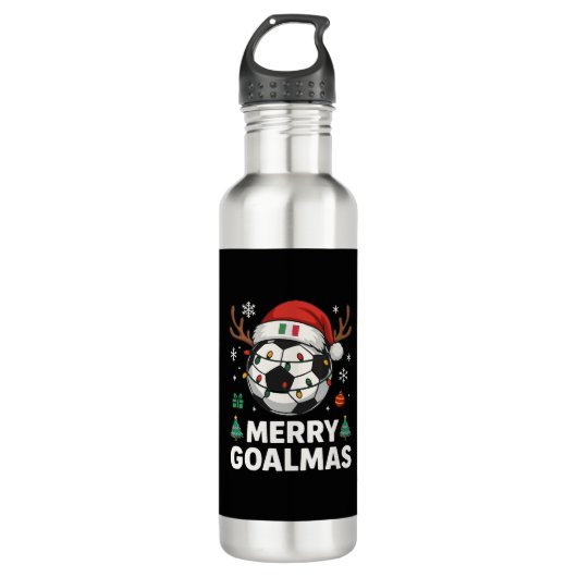 Merry Goalmas Italy - Funny Soccer Christmas Edelstahlflasche (Vorderseite)