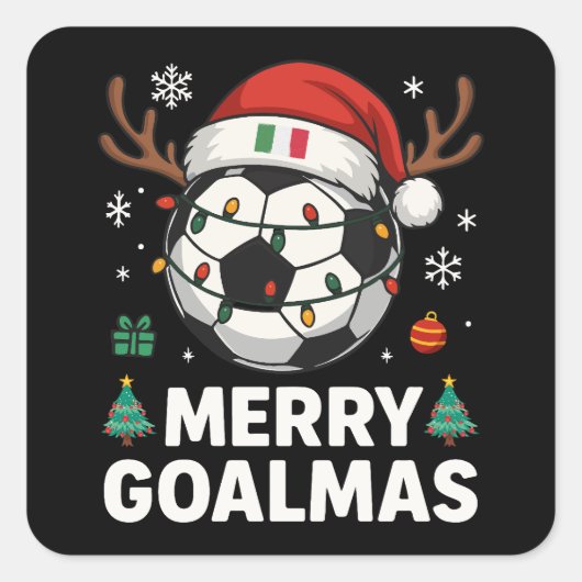 Merry Goalmas Italy - Funny Soccer Christmas Quadratischer Aufkleber (Vorderseite)
