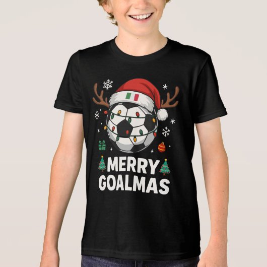 Merry Goalmas Italy - Funny Soccer Christmas Tri-Blend Shirt (Vorderseite)