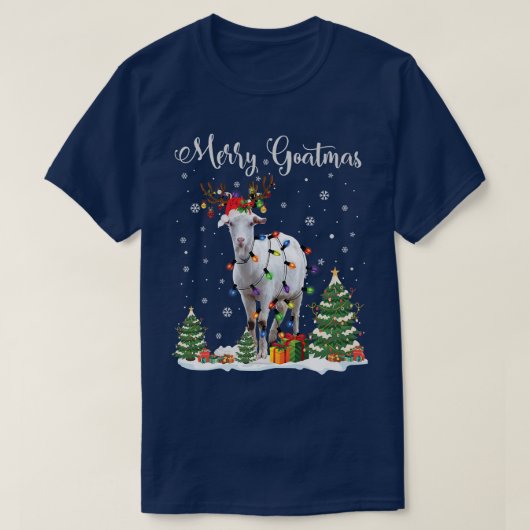 Merry Goatmas Goat Christmas Reindeer Santa T-Shirt (Design vorne)