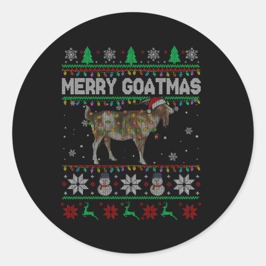 Merry Goatmas Lights Santa Goat Bauer Runder Aufkleber (Vorderseite)