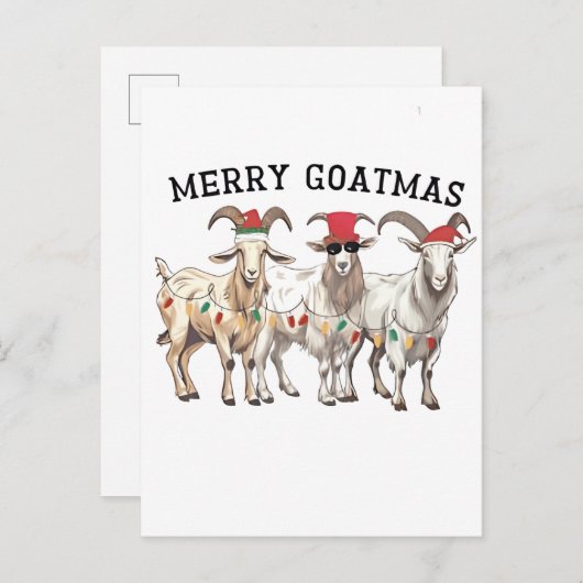 Merry Goatmas Tierziege Lover Frohe Weihnachten Ankündigungspostkarte (Vorne/Hinten)