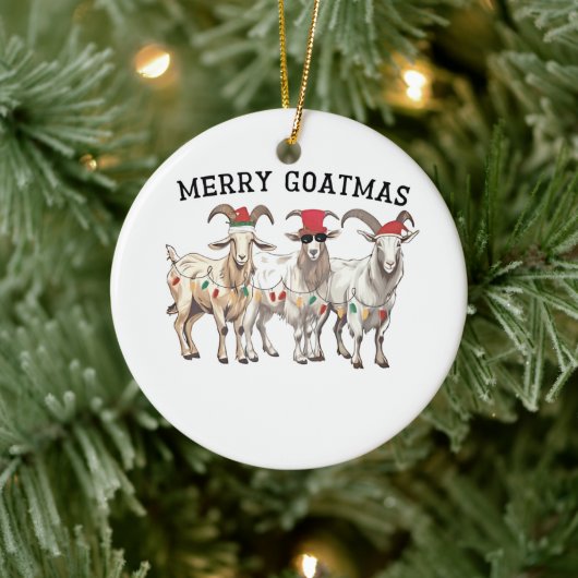 Merry Goatmas Tierziege Lover Frohe Weihnachten Keramik Ornament (Baum)