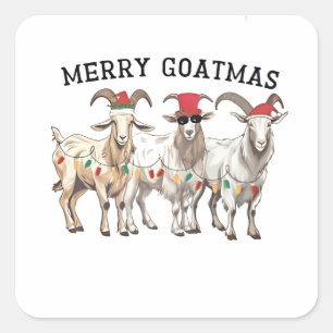 Merry Goatmas Tierziege Lover Frohe Weihnachten Quadratischer Aufkleber