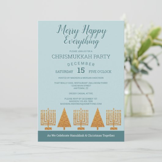 Merry Gold Blue Chrismukkah Holiday Party (Stehend Vorderseite)