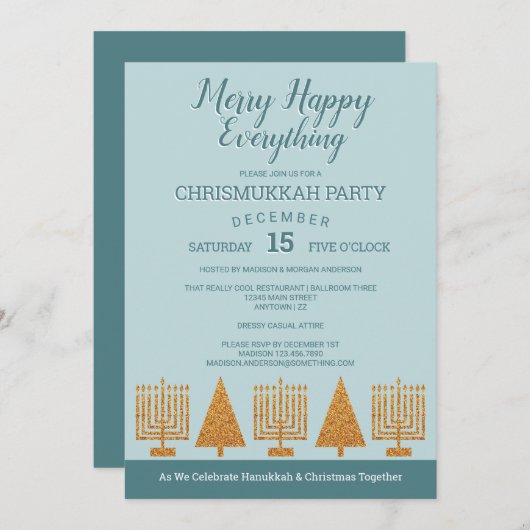 Merry Gold Blue Chrismukkah Holiday Party (Vorne/Hinten)