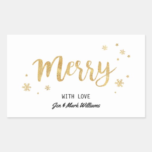 Merry (Gold) Rechteckiger Aufkleber (Vorderseite)