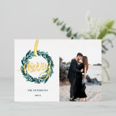 Merry Golden Christmas Ereath Folien Feiertagskarte (Stehend vorne)